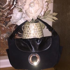 Furla Black Suede Handbag