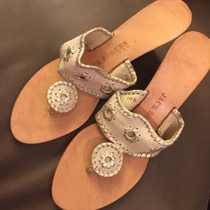 Jack Rogers Platinum Accent Canvas Wedges 💎