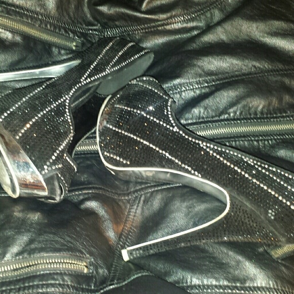 Black and Silver Bling High Heels.