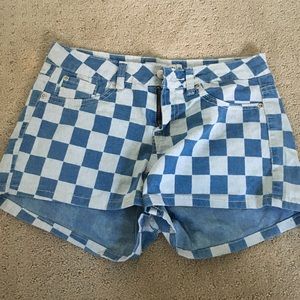 Blue checkered shorts