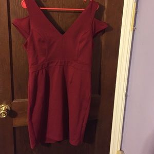 Maroon peek a boo shoulder dress