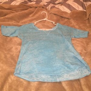 Hollister distressed light blue 1/4 sleeve shirt