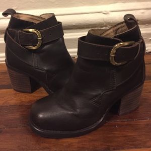 Brown leather booties sz 36