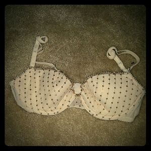 Tan beaded bra with gold