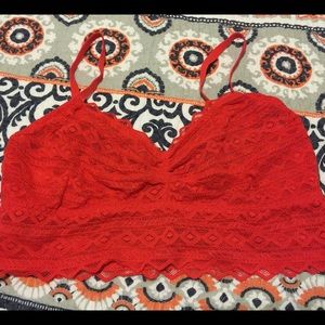 Red lace bralette