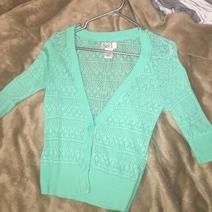 SO light blue/mintish color cardigan