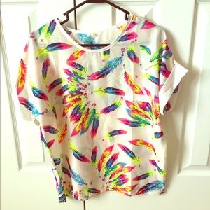 Colorful Feather Blouse