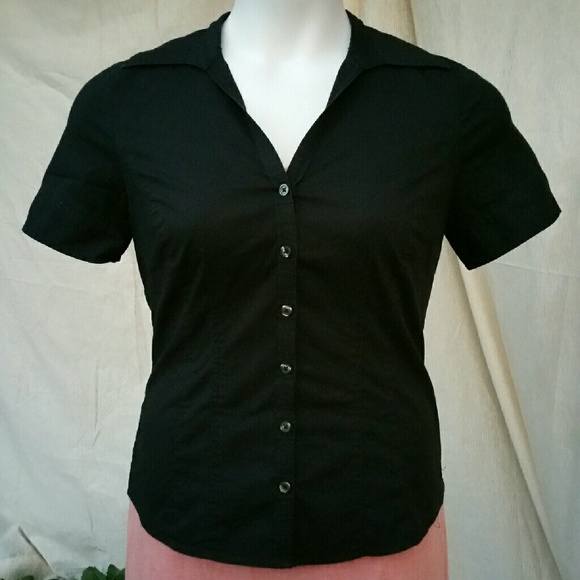 (Z6) Button Up Short Sleeve Blouse by Loft