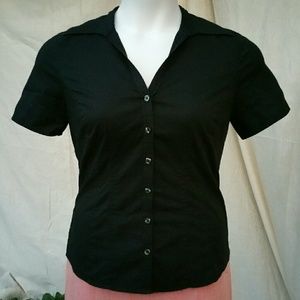 (Z6) Button Up Short Sleeve Blouse by Loft