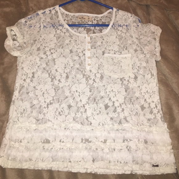 Super cute white lace hollister t-shirt.