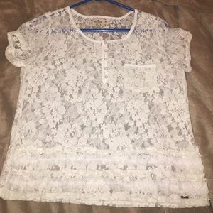 Super cute white lace hollister t-shirt.
