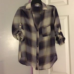 Sheer plaid blouse