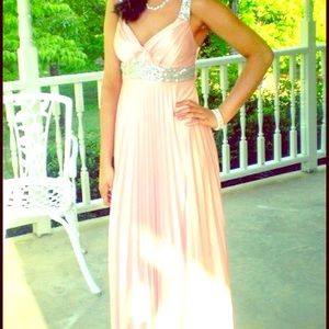 Formal, light pink dress with sequin detail