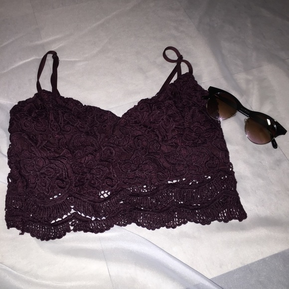 Boho burgundy lace crop top