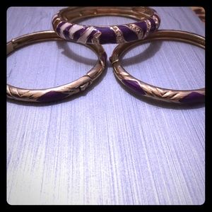 3 gold & purple fashion bracelets (3)