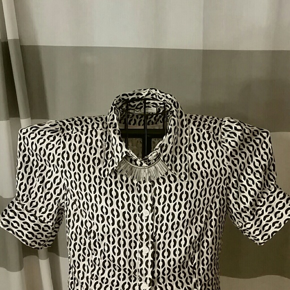 SOLD - Madonna Black and Ivory Top