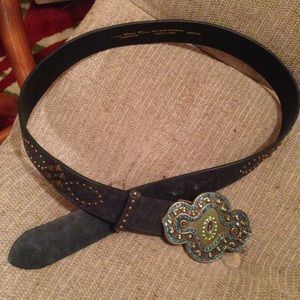 Beautiful dark green embellished belt.