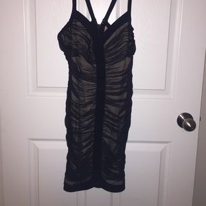 BCBG Maxazria black & nude fitted dress NWT