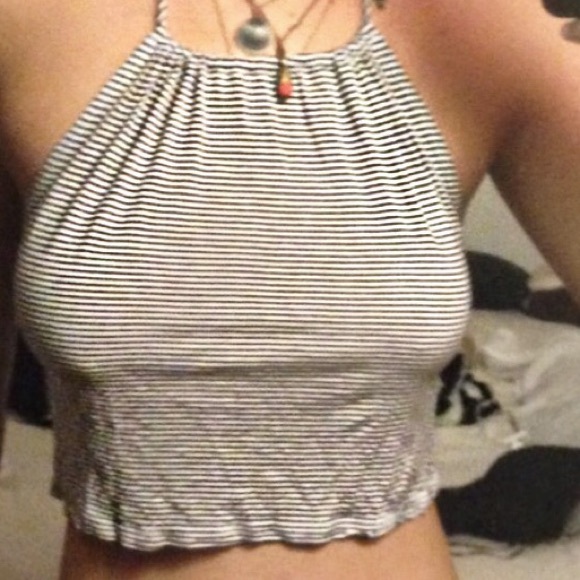 Emma and Sam cotton halter top- cropped & stripes - Picture 4 of 4