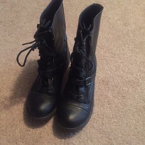 Black combat boots