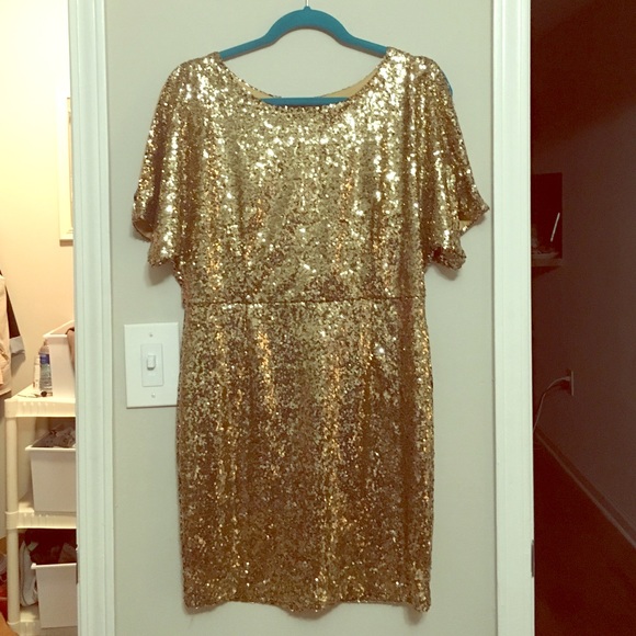 Never Worn Open Back Gold Sequin Dress Size XL