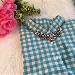 J.Crew Perfect Gingham Shirt & F21 Blouse