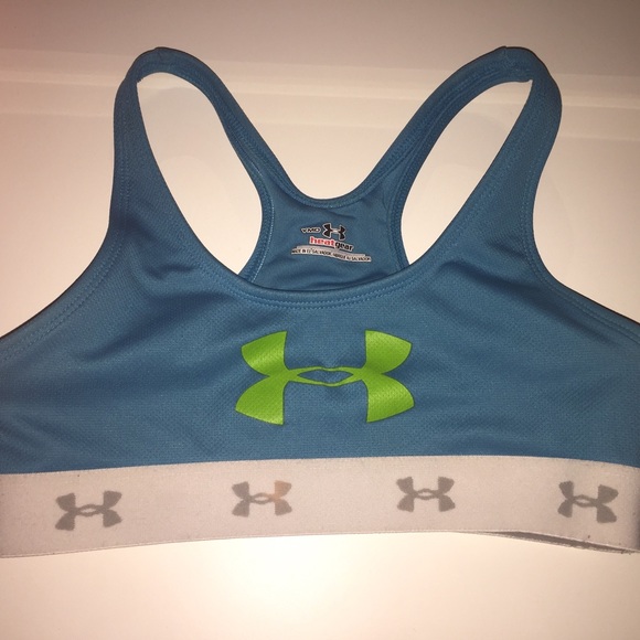 Girls Blue/Green Under Armour Sports Bra - Picture 1 of 2