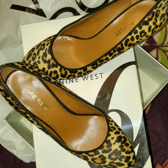 Nine West Shoes - Leopard print Genuine Cow Fur low wedge