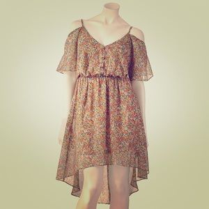 Floral cold-shoulder dress