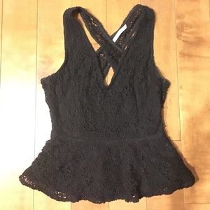 Sold 🙌🏽Black lace peplum top