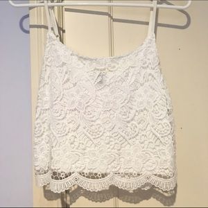 white floral lace crop top
