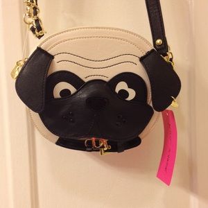 Betsey Johnson cream dog face purse
