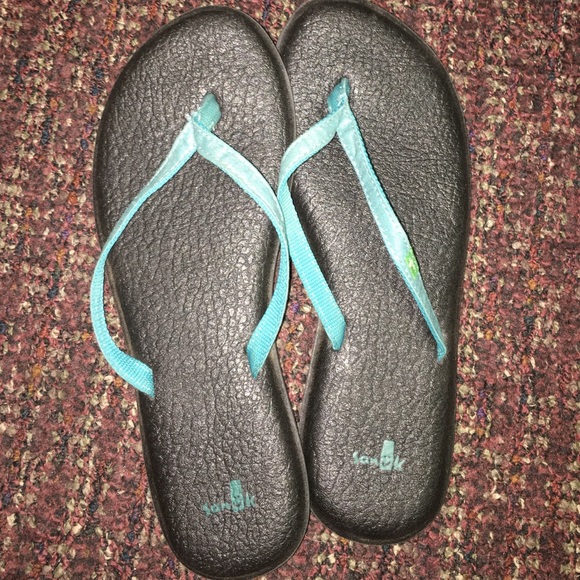 Sanuk Yoga Matt Aqua Flip Flops size 8