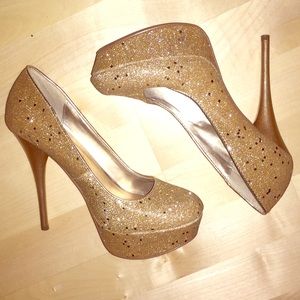 SOLD New QUPID sparkly gold platform heels 8.5