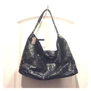 Brand NEW Chico's Black Snake Print Chain Bag.