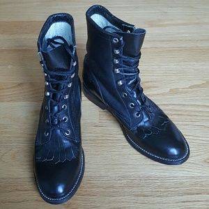 Vintage Leather Lace Up Ankle Boots