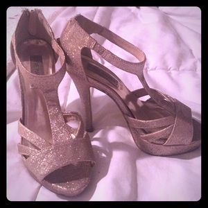 Glittered strappy high heels