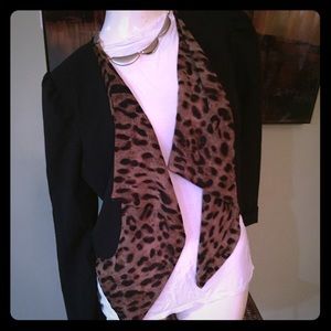 Black and Leopard open front blazer
