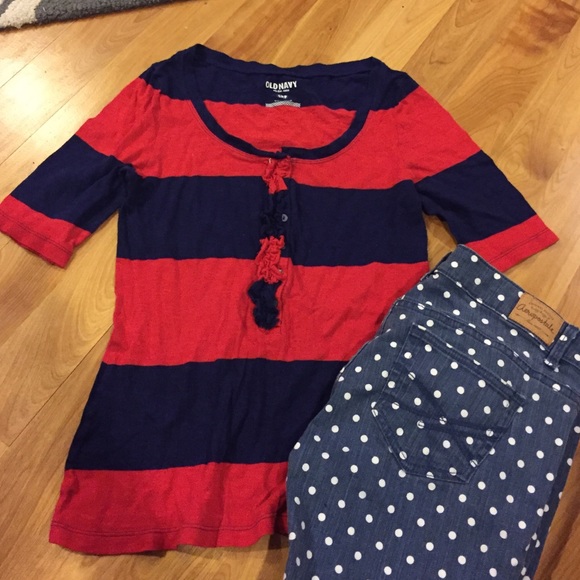 Red and Navy Nautical Striped with Ruffle