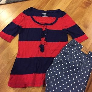 Red and Navy Nautical Striped with Ruffle