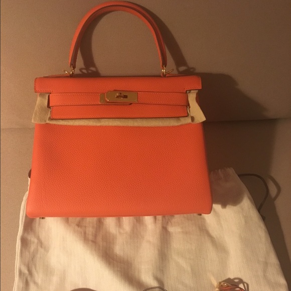 NIB Hermes Kelly 28 Feu Orange GHW