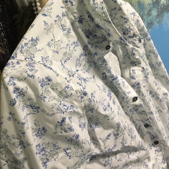 Blue and White Button up - Picture 3 of 3