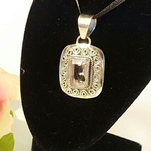 Sterling Silver Amethyst Pendant- Estate Baroque