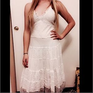 white calf length dress