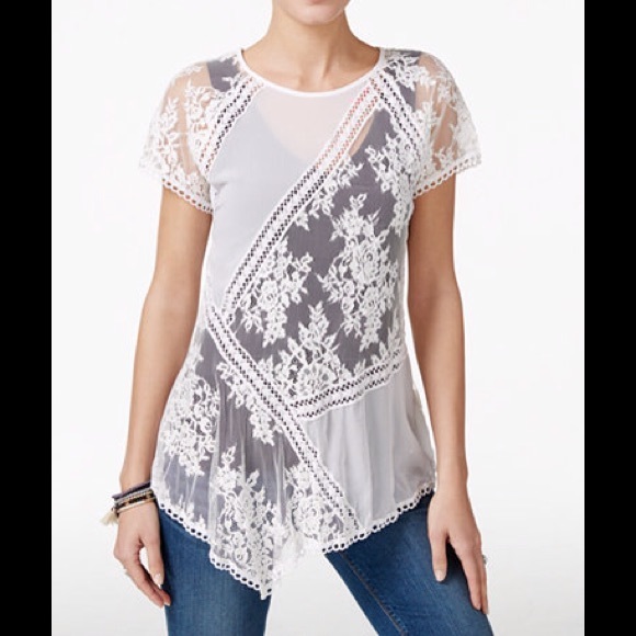 Karen Kane White Lace Top Size Small - Picture 3 of 10