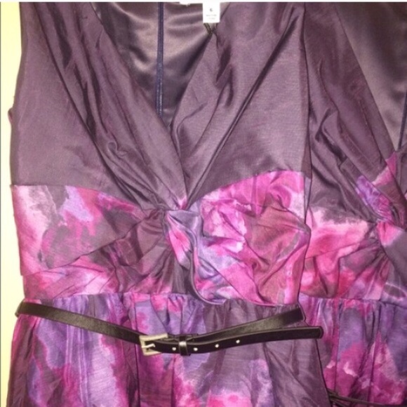 💜Neiman Marcus Lela Rose Purple Belted Dress💜 - Picture 3 of 4