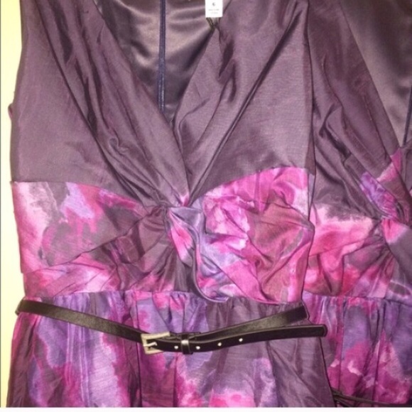 💜Neiman Marcus Lela Rose Purple Belted Dress💜 - Picture 4 of 4