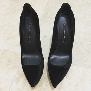 Theyskens theory velvet wedges in black
