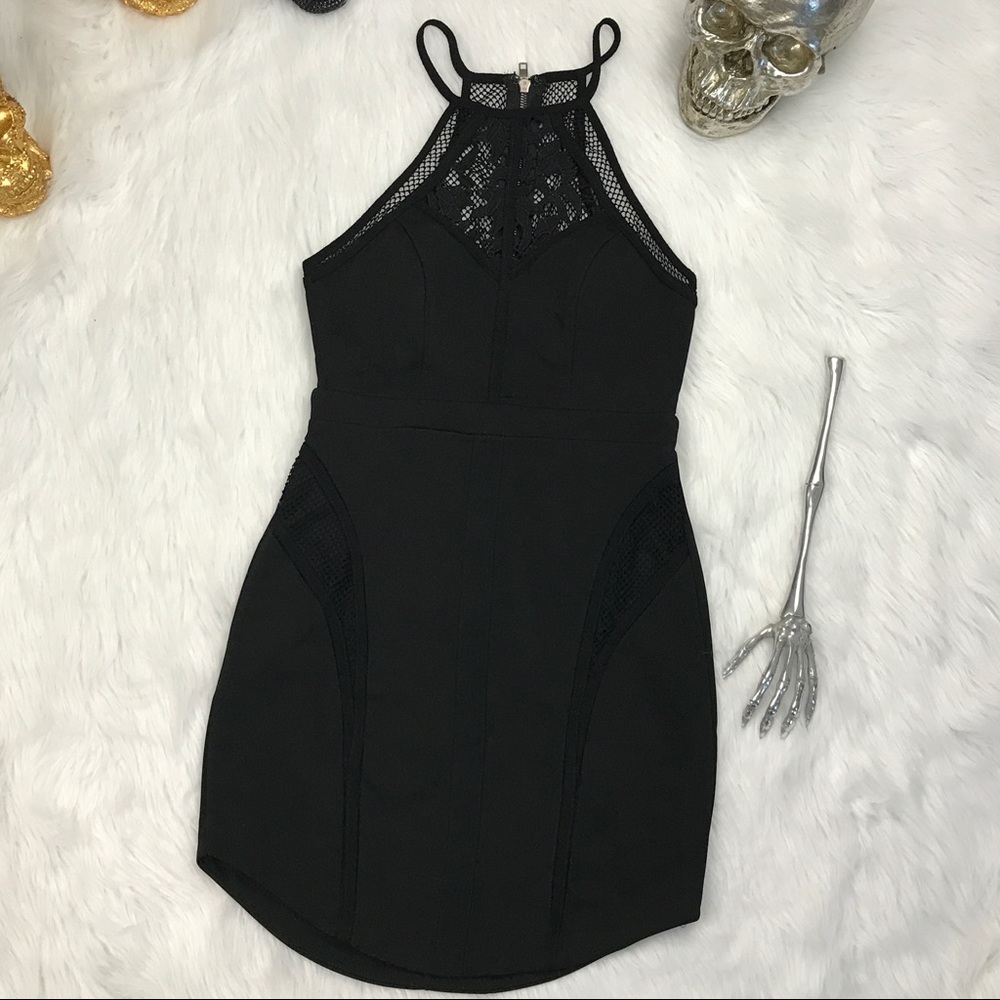 LF little black dress mesh detail zipper. Back - Picture 4 of 8