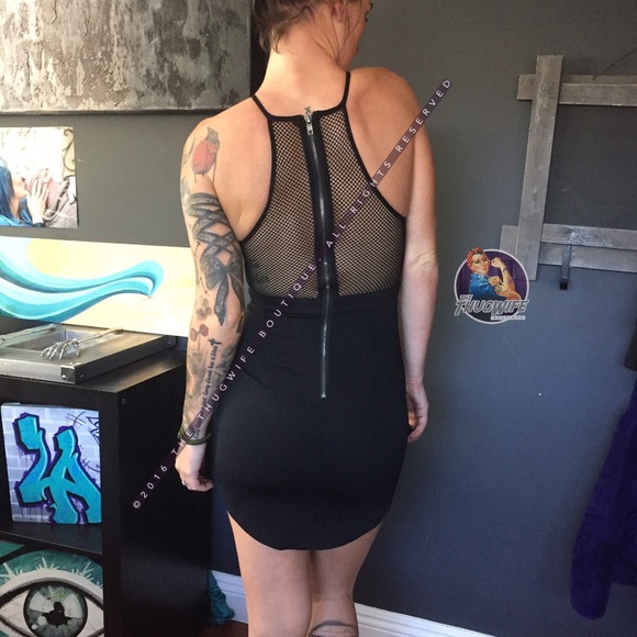 LF little black dress mesh detail zipper. Back - Picture 2 of 8